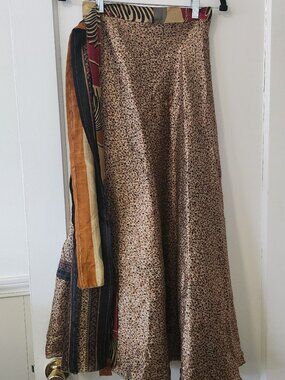 Darn Good Yarn Reversible Wrap Skirt One Size Boho Maxi Floral & Polka Dot